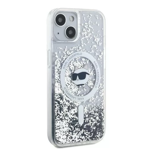 Karl Lagerfeld - Liquid Glitter MagSafe (KLHMP15MLGCHSGH) - iPhone 15 Plus - Transparent Choupette Head