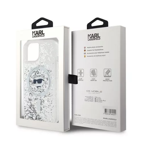 Karl Lagerfeld - Liquid Glitter MagSafe (KLHMP15MLGCHSGH) - iPhone 15 Plus - Transparent Choupette Head