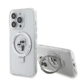   Karl Lagerfeld - Hardcase Ring Stand MagSafe (KLHMP14LHMRSKCH) - iPhone 14 Pro - White Karl&Choupette
