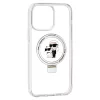 Karl Lagerfeld - Hardcase Ring Stand MagSafe (KLHMP14LHMRSKCH) - iPhone 14 Pro - White Karl&Choupette