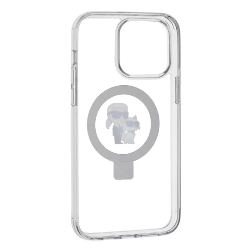 Karl Lagerfeld - Hardcase Ring Stand MagSafe (KLHMP14LHMRSKCH) - iPhone 14 Pro - White Karl&Choupette