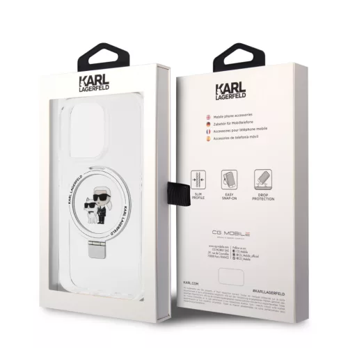 Karl Lagerfeld - Hardcase Ring Stand MagSafe (KLHMP14LHMRSKCH) - iPhone 14 Pro - White Karl&Choupette