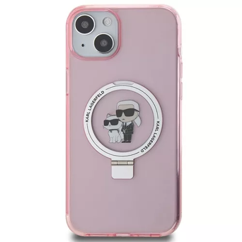 Karl Lagerfeld - Hardcase Ring Stand MagSafe (KLHMP15MHMRSKCP) - iPhone 15 Plus - Pink Karl&Choupette