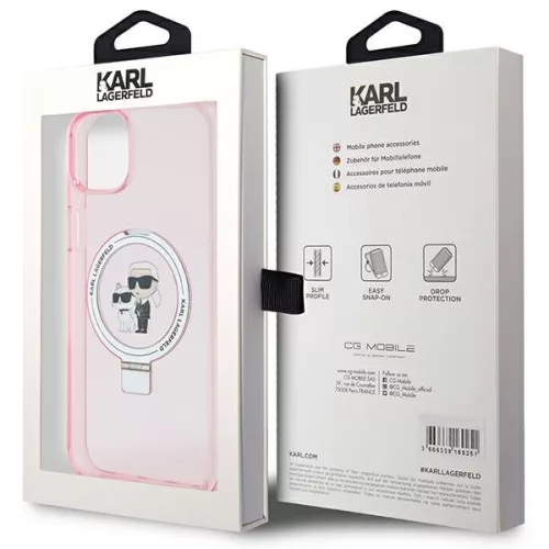 Karl Lagerfeld - Hardcase Ring Stand MagSafe (KLHMP15MHMRSKCP) - iPhone 15 Plus - Pink Karl&Choupette