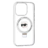 Karl Lagerfeld - Hardcase Ring Stand MagSafe (KLHMP15LHMRSKHH) - iPhone 15 Pro - White Karl Head