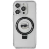 Karl Lagerfeld - Hardcase Ring Stand MagSafe (KLHMP15LHMRSKHH) - iPhone 15 Pro - White Karl Head