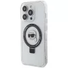 Karl Lagerfeld - Hardcase Ring Stand MagSafe (KLHMP15LHMRSKHH) - iPhone 15 Pro - White Karl Head