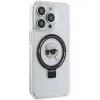 Karl Lagerfeld - Hardcase Ring Stand MagSafe (KLHMP15LHMRSKHH) - iPhone 15 Pro - White Karl Head