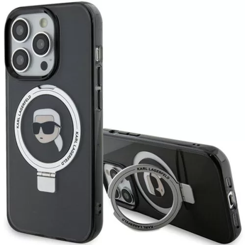 Karl Lagerfeld - Hardcase Ring Stand MagSafe (KLHMP15LHMRSKHK) - iPhone 15 Pro - Karl Head
