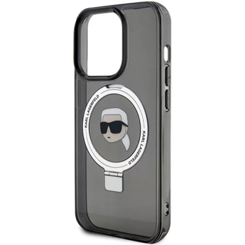 Karl Lagerfeld - Hardcase Ring Stand MagSafe (KLHMP15LHMRSKHK) - iPhone 15 Pro - Karl Head