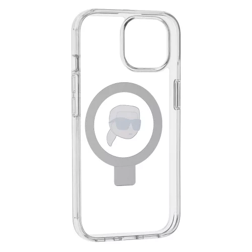 Karl Lagerfeld - Hardcase Ring Stand MagSafe (KLHMP15SHMRSKHH) - iPhone 15 - White Karl Head