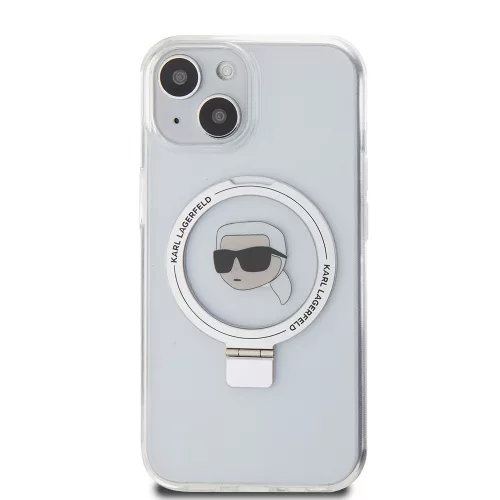 Karl Lagerfeld - Hardcase Ring Stand MagSafe (KLHMP15SHMRSKHH) - iPhone 15 - White Karl Head