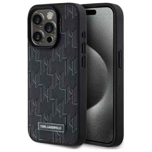 Karl Lagerfeld - Leather MagSafe (KLHMP15LPKHPORPK) - iPhone 15 Pro - Monogram Metal Logo