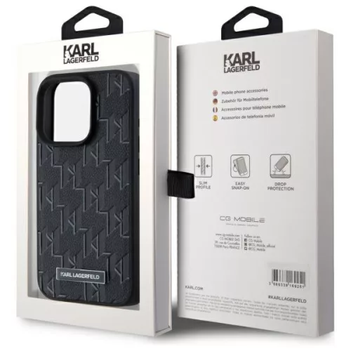 Karl Lagerfeld - Leather MagSafe (KLHMP15LPKHPORPK) - iPhone 15 Pro - Monogram Metal Logo