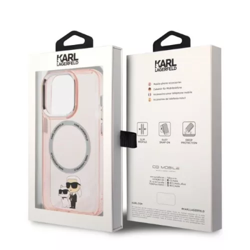 Karl Lagerfeld - Hardcase MagSafe (KLHMP14LHNKCIP) - iPhone 14 Pro - Pink Iconic Karl&Choupette