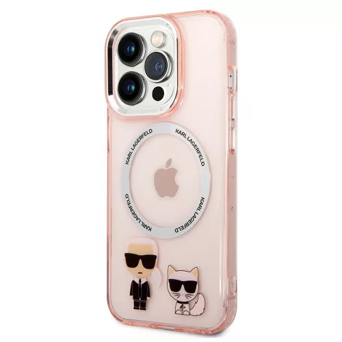 Karl Lagerfeld - Hardcase MagSafe (KLHMP14LHKCP) - iPhone 14 Pro - Pink Karl & Choupette Aluminium