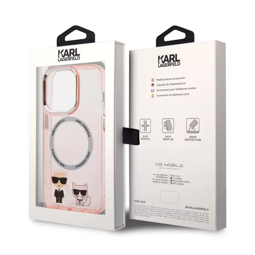 Karl Lagerfeld - Hardcase MagSafe (KLHMP14LHKCP) - iPhone 14 Pro - Pink Karl & Choupette Aluminium