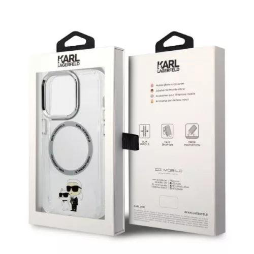 Karl Lagerfeld - Hardcase MagSafe (KLHMP14LHNKCIT) - iPhone 14 Pro - Transparent Iconic Karl&Choupette