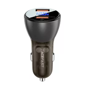   Acefast - Car Charger (B7) - 2x USB, 45W, Dual Fast Charging, with LED Digital Display - Transparent Black