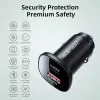 Acefast - Car Charger (B1) - Type-C, USB, Dual-Port, 38W, PD Fast Charging, with LED Light - Black