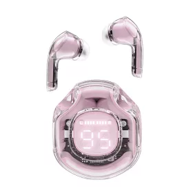   Acefast - Vezeték nélküli fülhallgató (T8) - USB-C, IPX4, Bluetooth 5.3, AI hívászajcsökkentés, digitális kijelző, 480mAh - Lotus Pink
