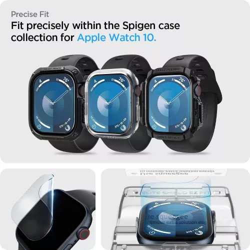 Spigen - (2 pack) Elite Shield EZ Fit (AFL08579) - Apple Watch 10 46mm / Watch 11 46mm - Clear
