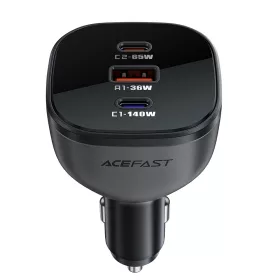   Acefast - Car Charger (B14) - 2x USB-C, USB, 165W, Fast Charging, Intelligent Temperature Control - Black