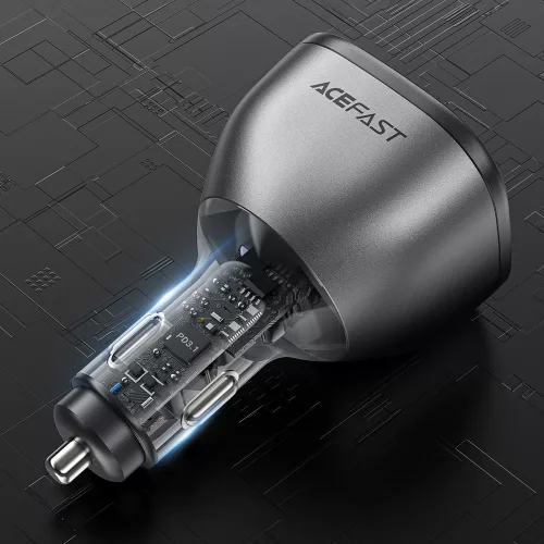 Acefast - Car Charger (B14) - 2x USB-C, USB, 165W, Fast Charging, Intelligent Temperature Control - Black