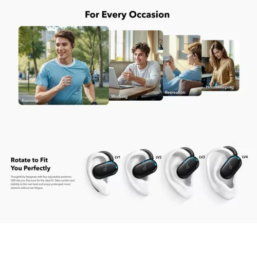 Anker - Vezeték nélküli fülhallgató SoundCore V20i (A3876G21) - Sporthoz, Bluetooth 5.3, IP55 - Fehér