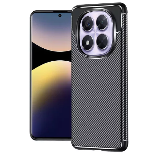 Techsuit - CarbonFiber szilikon tok - Xiaomi Redmi Note 14 Pro 5G / Redmi Note 14 Pro+ 5G / Poco X7 - Fekete