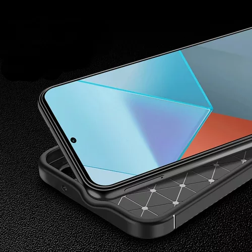 Techsuit - CarbonFiber szilikon tok - Xiaomi Redmi Note 14 Pro 5G / Redmi Note 14 Pro+ 5G / Poco X7 - Fekete