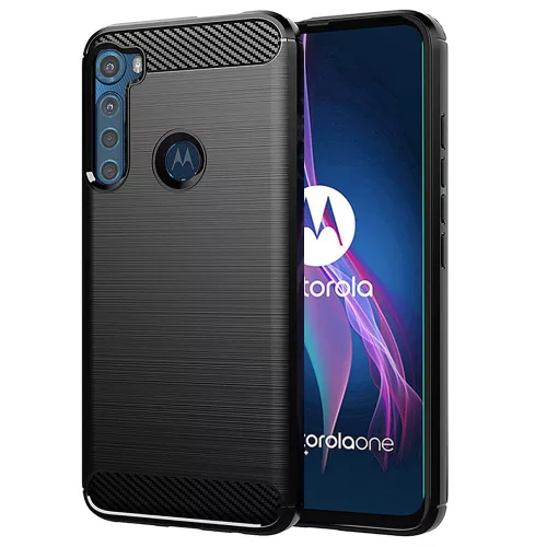 Techsuit - Carbon szilikon tok - Motorola One Fusion Plus - Fekete