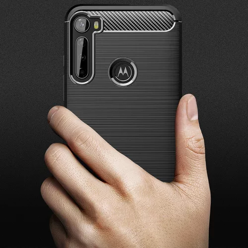 Techsuit - Carbon szilikon tok - Motorola One Fusion Plus - Fekete