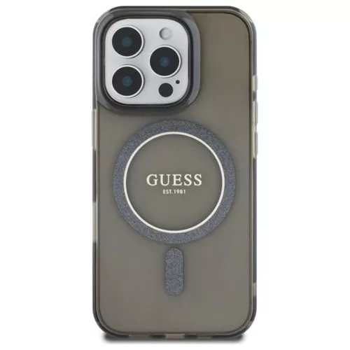 Guess - IML Csillámos Kör MagSafe (GUHMP16LHFGEREK) - iPhone 16 Pro - Fekete