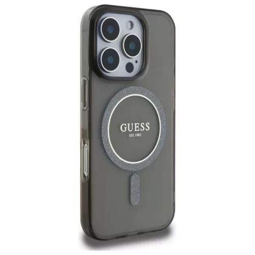 Guess - IML Csillámos Kör MagSafe (GUHMP16LHFGEREK) - iPhone 16 Pro - Fekete