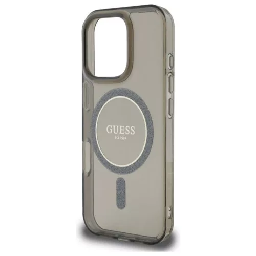 Guess - IML Csillámos Kör MagSafe (GUHMP16LHFGEREK) - iPhone 16 Pro - Fekete