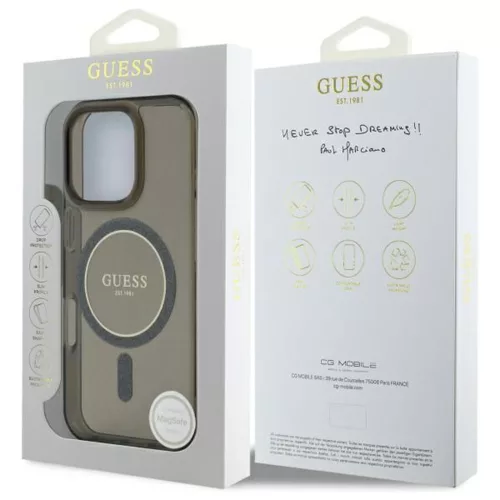 Guess - IML Csillámos Kör MagSafe (GUHMP16LHFGEREK) - iPhone 16 Pro - Fekete