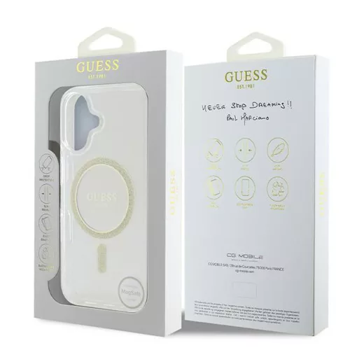 Guess - IML Csillámos Kör MagSafe (GUHMP16SHFGERET) - iPhone 16 - Átlátszó