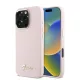 Guess - Szilikon Fém Logó Felirat és Kerettel (GUHCP16LSMBSLP) - iPhone 16 Pro - Rózsaszín