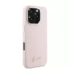 Guess - Szilikon Fém Logó Felirat és Kerettel (GUHCP16LSMBSLP) - iPhone 16 Pro - Rózsaszín