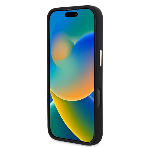 Guess - Szilikon Fém Logó Felirat és Kerettel (GUHCP16LSMBSLK) - iPhone 16 Pro - Fekete