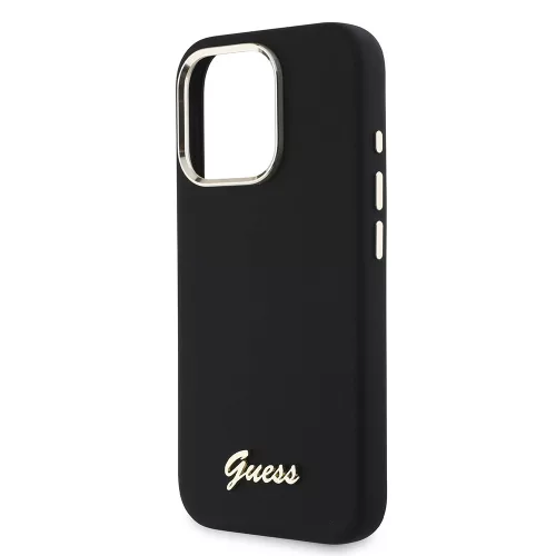 Guess - Szilikon Fém Logó Felirat és Kerettel (GUHCP16LSMBSLK) - iPhone 16 Pro - Fekete