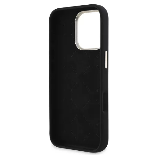 Guess - Szilikon Fém Logó Felirat és Kerettel (GUHCP16LSMBSLK) - iPhone 16 Pro - Fekete