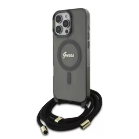  Guess - IML Crossbody Cord Script MagSafe (GUHMP16LHCTSGNSK) - iPhone 16 Pro - Black