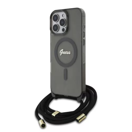 Guess - IML Crossbody Cord Script MagSafe (GUHMP16LHCTSGNSK) - iPhone 16 Pro - Black