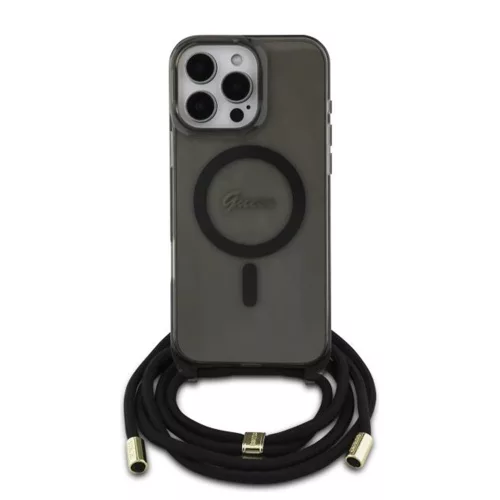 Guess - IML Crossbody Cord Script MagSafe (GUHMP16LHCTSGNSK) - iPhone 16 Pro - Black