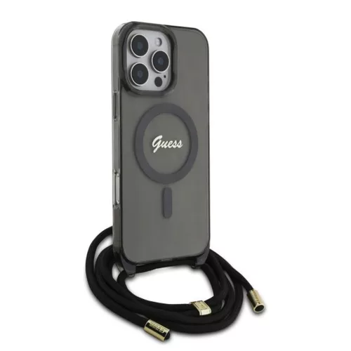 Guess - IML Crossbody Cord Script MagSafe (GUHMP16LHCTSGNSK) - iPhone 16 Pro - Black