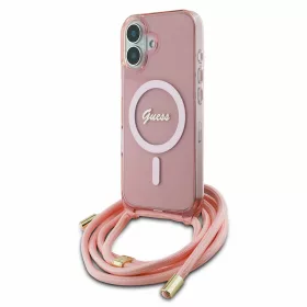   Guess - IML Zsinóros Keresztpántos Felirat MagSafe (GUHMP16SHCTSGNSP) - iPhone 16 - Rózsaszín
