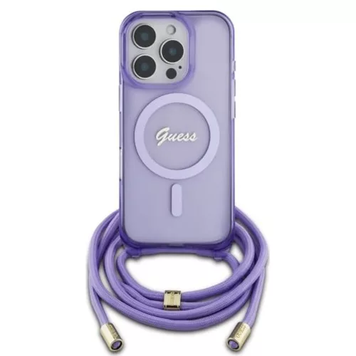 Guess - IML Zsinóros Keresztpántos Felirat MagSafe (GUHMP16LHCTSGNSU) - iPhone 16 Pro - Lila