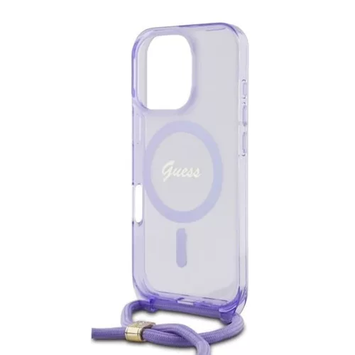 Guess - IML Zsinóros Keresztpántos Felirat MagSafe (GUHMP16LHCTSGNSU) - iPhone 16 Pro - Lila